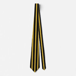 Gravata Black and Metallic Gold Striped Stylish Neck Tie