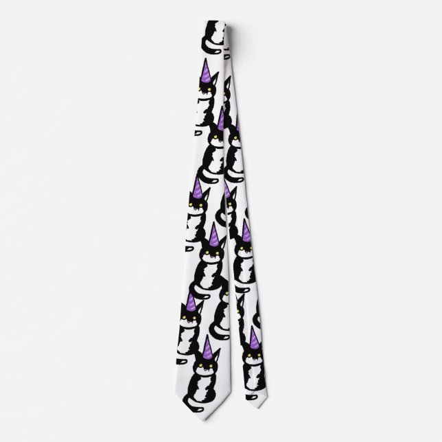 Gravata Black and White Cat Celebration Tie (Frente)
