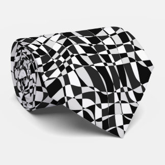 Gravata Black and White Checkered Warp Pattern