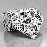 Gravata Black and White Doodles Custom Necktie<br><div class="desc">A timeless and versatile accessory, this custom necktie features a classic black and white pattern. Perfect for adding a touch of sophistication to any outfit, whether it's for a formal event, a business meeting, or simply to elevate your everyday look. The crisp stripes create a stylish and refined appearance, making...</div>