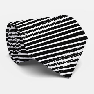 Gravata Black and White Glitchy Signal Stripes 