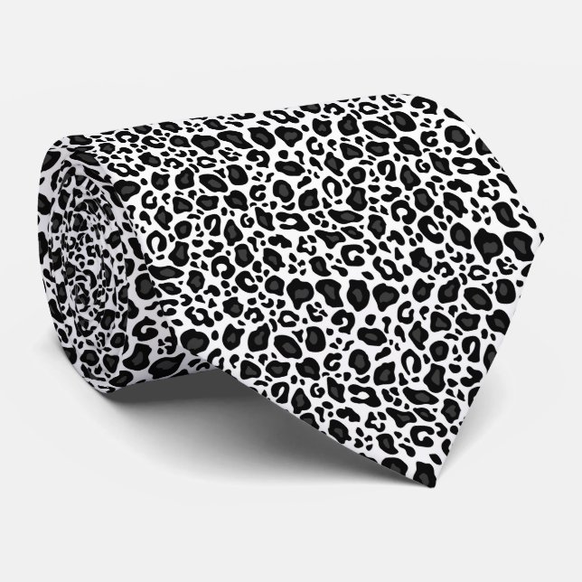 Gravata Black and white leopard cheetah pattern (Rolled)
