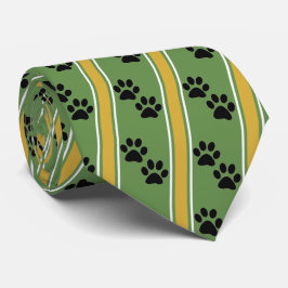 Gravata Black Animal Paw Prints Team Sports Necktie