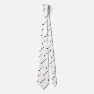 Gravata Black Arrow with Fuchsia Heart Neck Tie