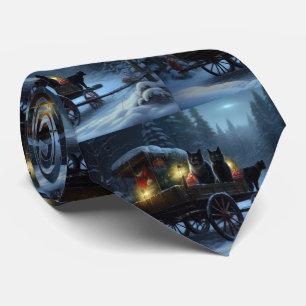 Gravata Black Cat Snowy Sleigh Durante o Decinto de Natal