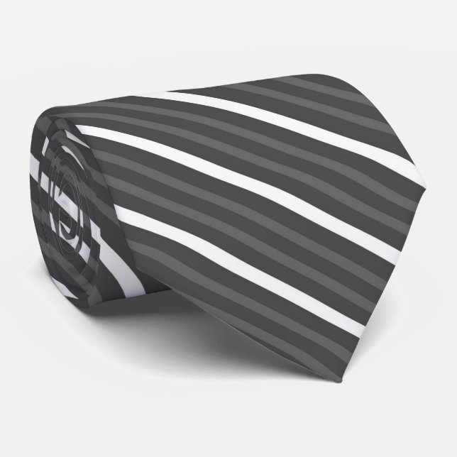 Gravata Black Charcoal, Gray And White Diagonal Stripes (Rolled)