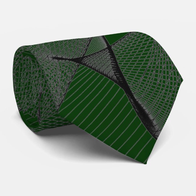 Gravata Black Emerald Green & Silver "Spider Web" (Rolled)