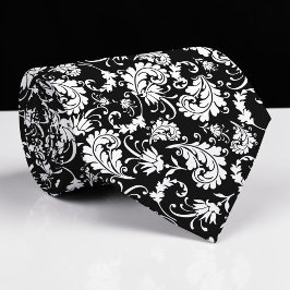 Gravata Black Floral Pattern Custom Necktie