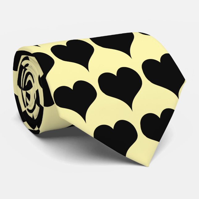 Gravata Black Hearts Design (Rolled)