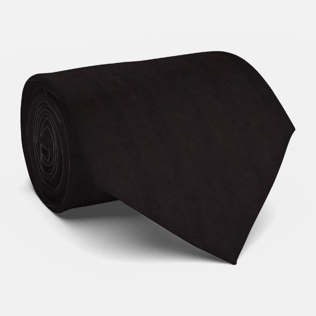 Gravata Black Herringbone Whisper Ultra-Subtle Tonal  (Rolled)