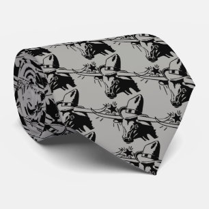 Gravata Black Longhorn Steer com chapéu de cowboy