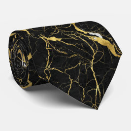 Gravata Black Marble and Gold Veins Elegant Pattern