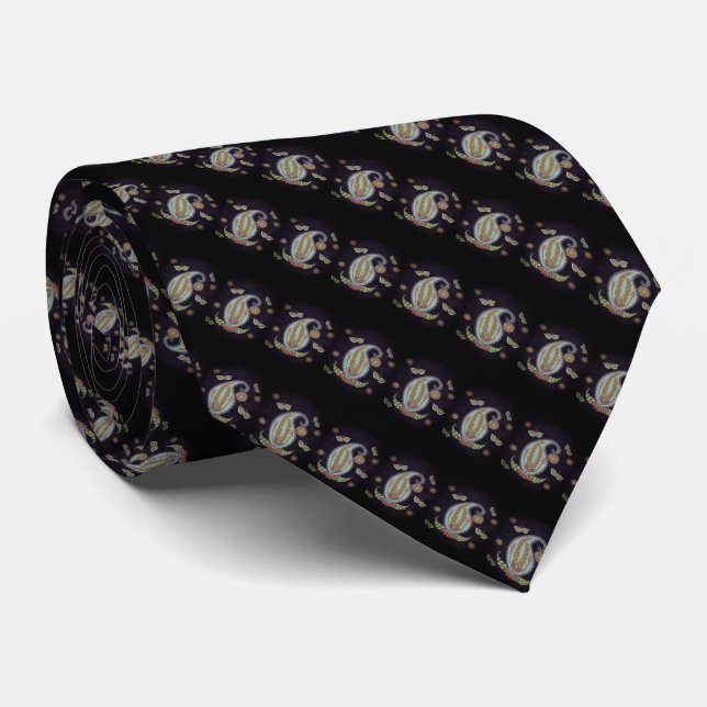 Gravata Black Paisley Strike Indian Pattern Tie (Rolled)