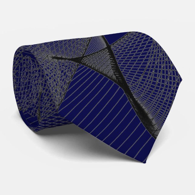 Gravata Black Sapphire Blue 000044 & Silver "Spider Web" (Rolled)