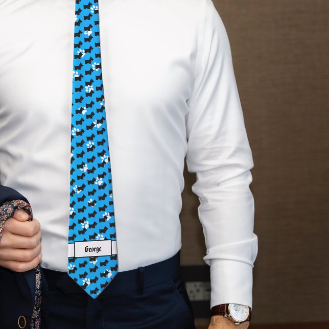 Gravata Black Scottie Dog Monograma (Criador carregado)