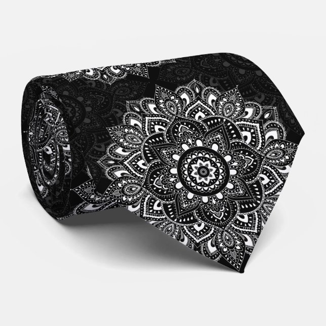Gravata Black spiritual Indian mandala pattern (Rolled)