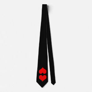 Gravata Black Tie W/Twin Red Heart