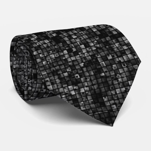 Gravata Black White Classic Disco Pattern (Rolled)