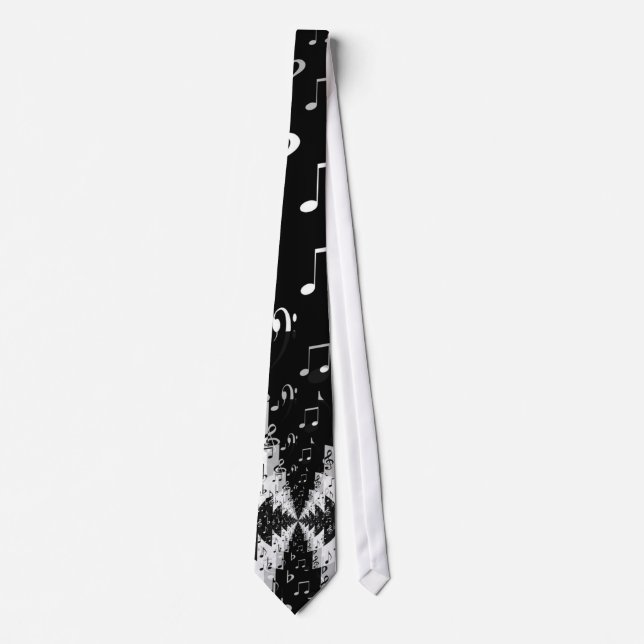 Gravata Black & White Echo Music Notes Men's Tie (Frente)