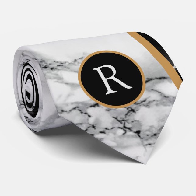 Gravata Black White Marble Personalizou Sua Gravação Carta (Rolled)