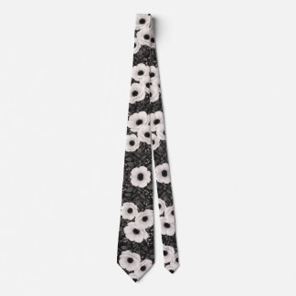 Gravata Black & White Poppy Floral
