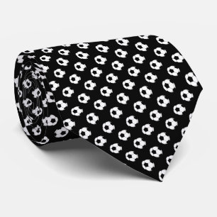 Gravata Black White Soccer Fútbol Balls em Negro