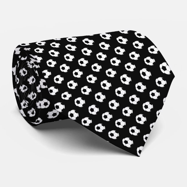 Gravata Black White Soccer Fútbol Balls em Negro (Rolled)