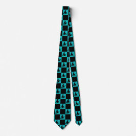 Gravata Black Witches Black & Teal Checkered