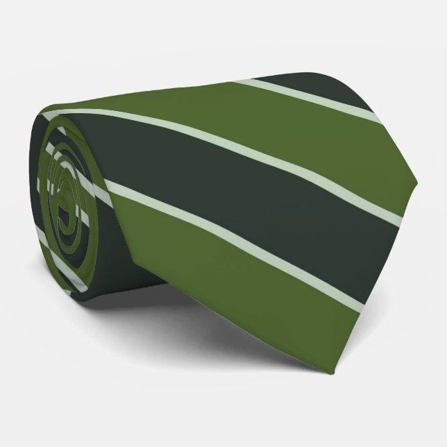 Gravata Blackish Olive And Sage Green Diagonal Stripes (Rolled)