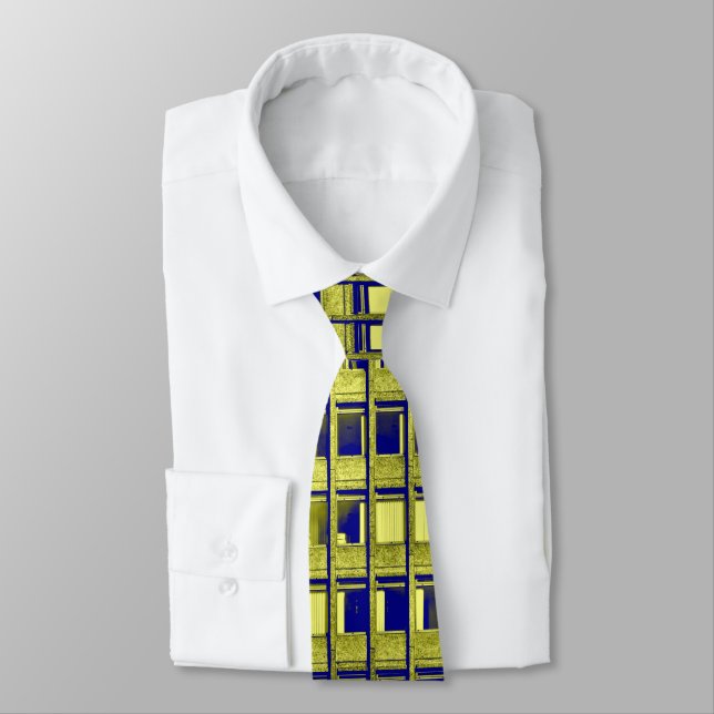 Gravata Bloco de escritório concreto - Amarelo e Azul (Amarrado)