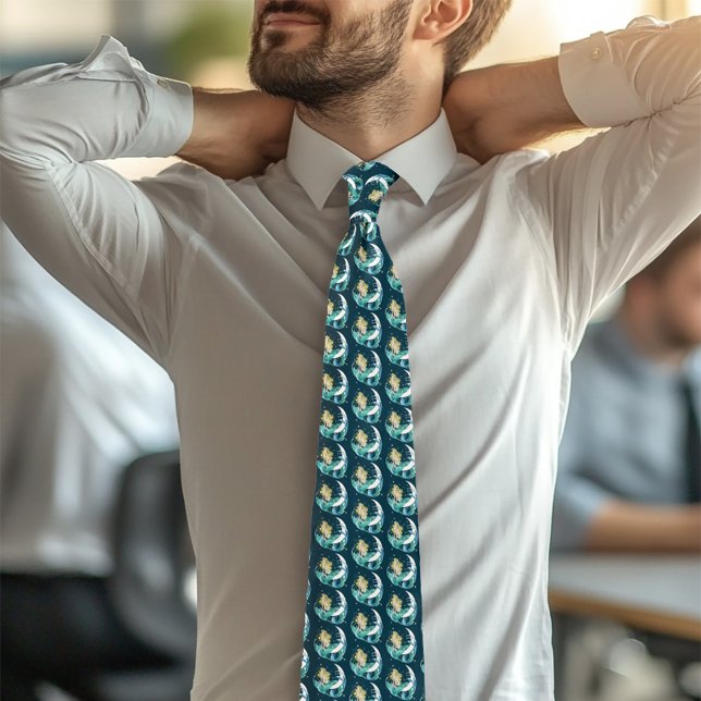 Gravata Blona Mermaid Moon Fantasy Art Deco (Criador carregado)