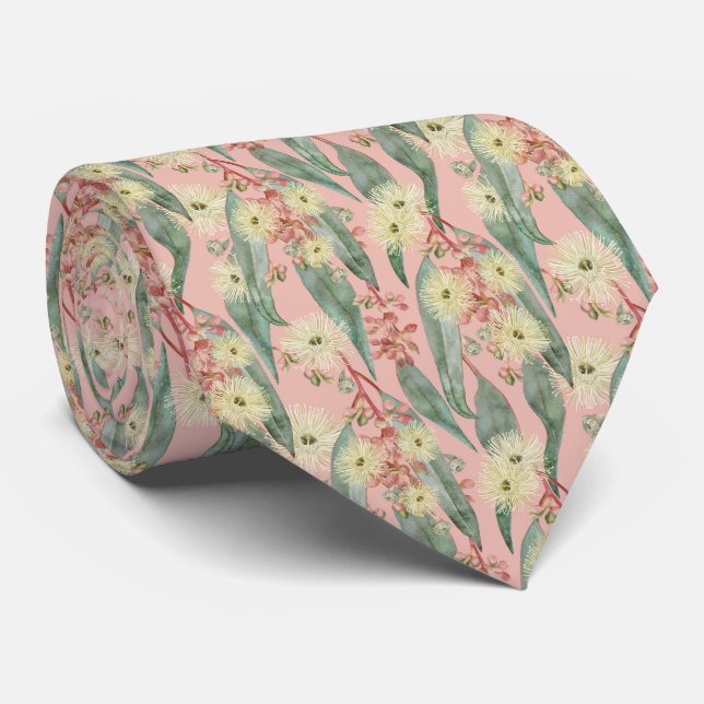 Gravata Blooms Florais Da Goma Bush - Cor-De-Rosa Esbranqu (Rolled)