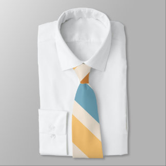 Gravata Blue and Orange Diagonal Retro Stripes Groovy