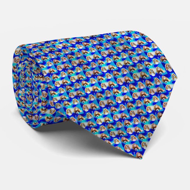 Gravata Blue Cavalier Spaniel Design, (Rolled)