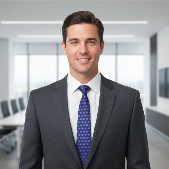Gravata Blue check tie, Tie for formal events (Criador carregado)
