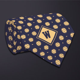 Gravata Blue Gold Baseball Icon Necktie