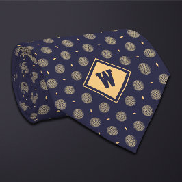 Gravata Blue Gold Golf Ball Icon Necktie