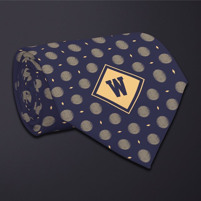 Gravata Blue Gold Golf Ball Icon Necktie (Criador carregado)