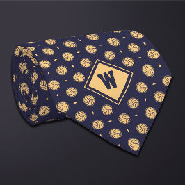 Gravata Blue Gold Volleyball Icon Necktie