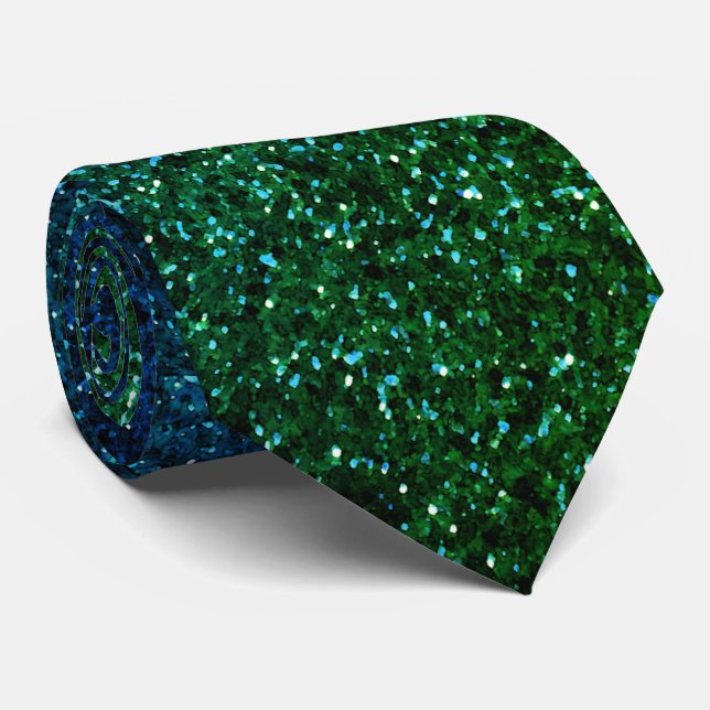 Gravata Blue Green Glitter Abstract Birthday Wedding Gift  (Rolled)