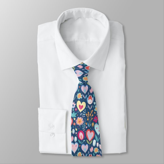 Gravata Blue Love Heart Pattern Sweetheart (Amarrado)