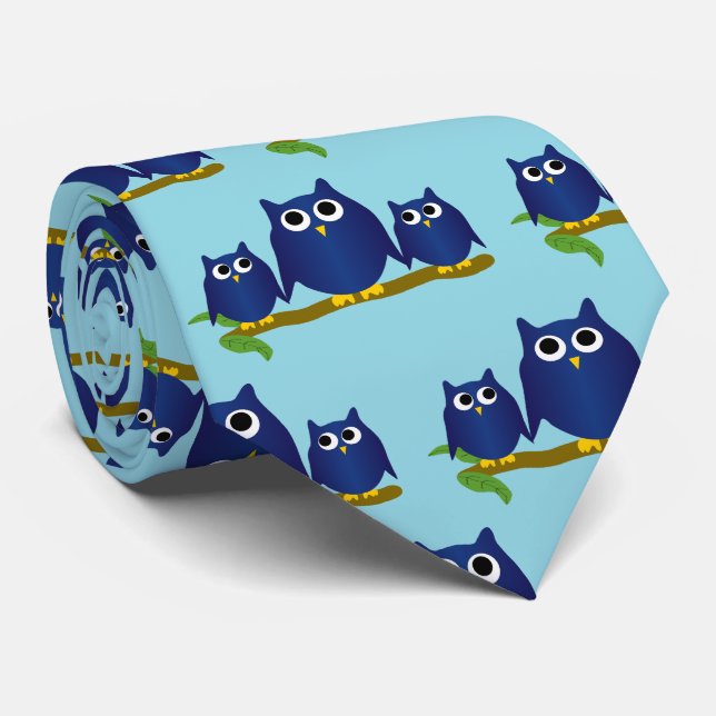 Gravata Blue Owls Design Any Colour Background (Rolled)