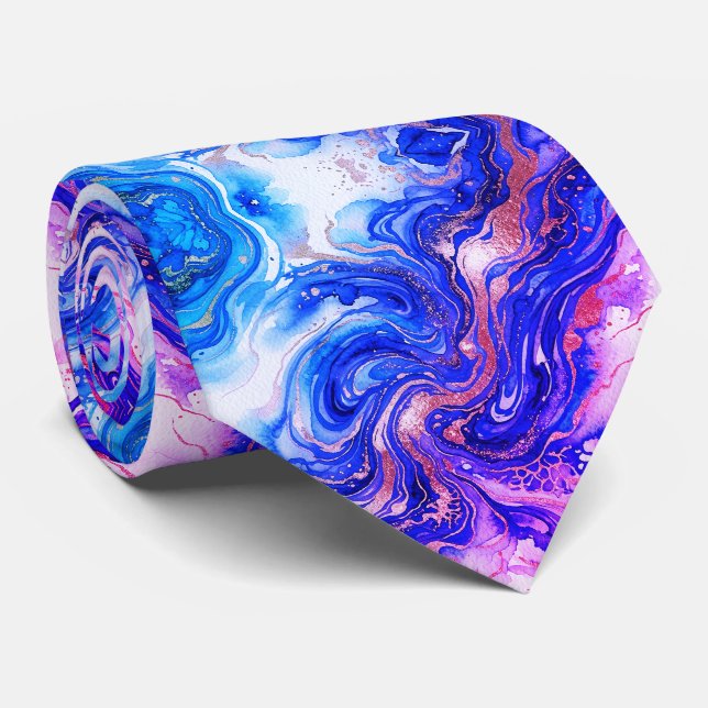 Gravata Blue Rose Marble Luxury Abstract Fluid Art Pattern (Rolled)