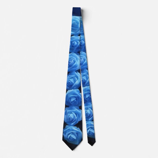 Gravata Blue Roses Art Flower Tie (Frente)