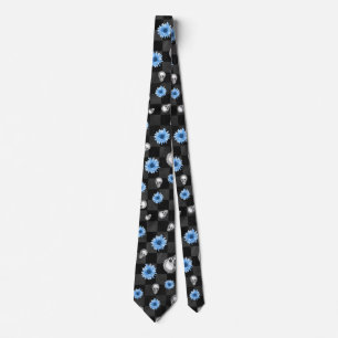 Gravata Blue Skulls and Sunflower Series Design 12