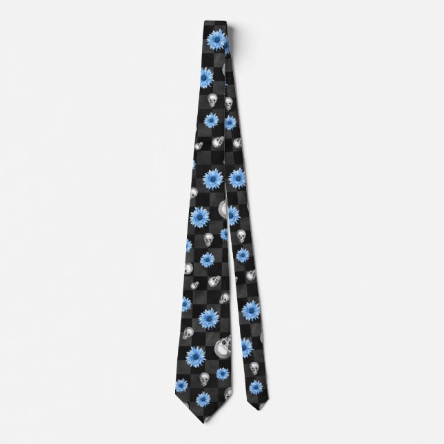 Gravata Blue Skulls and Sunflower Series Design 12 (Frente)