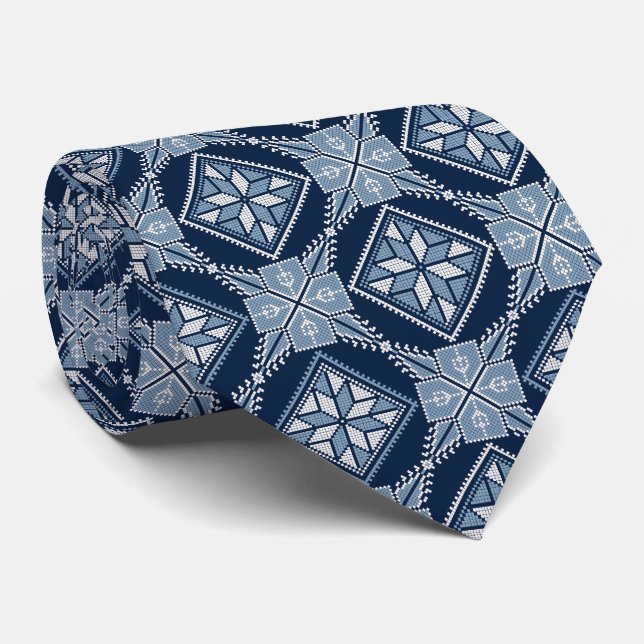 Gravata Blue Tatreez Henna Thobe (Rolled)