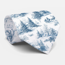 Gravata Blue Toile Christmas Pattern 
