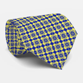 Gravata Blue Yellow Checker Argyle Pattern