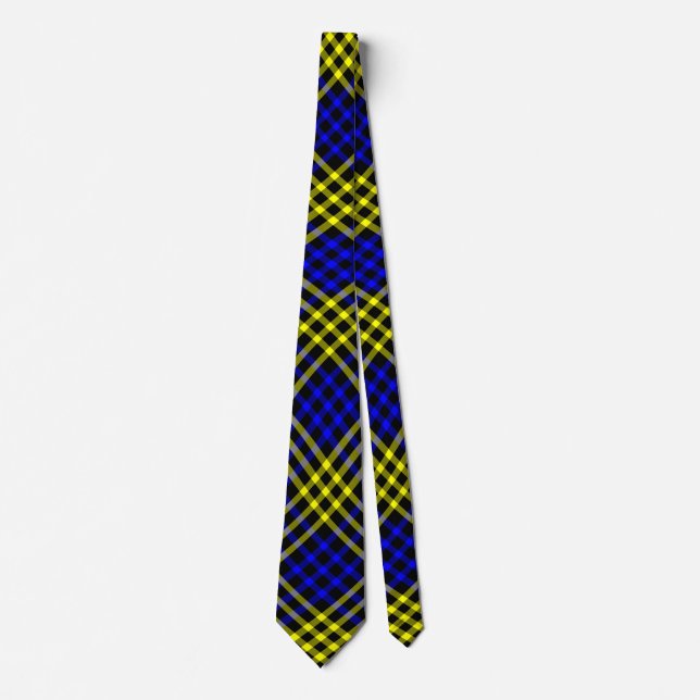 Gravata Blue Yellow Plaid Checker Seamless Pattern (Frente)